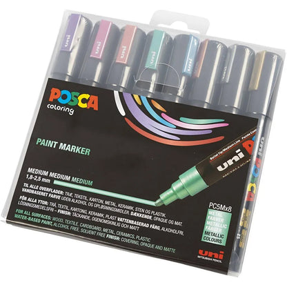 Posca Markers, 2.5 mm Tip - Set of 8 Metallic