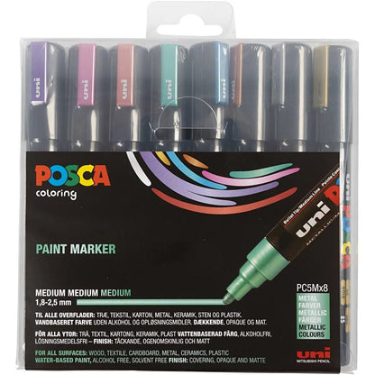 Posca Markers, 2.5 mm Tip - Set of 8 Metallic
