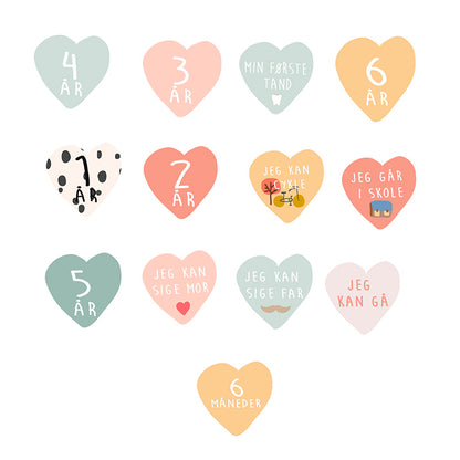 Mimi Lou Wall Sticker, Growth Chart with Milestone Markers - Spring Flowers with Danish Text