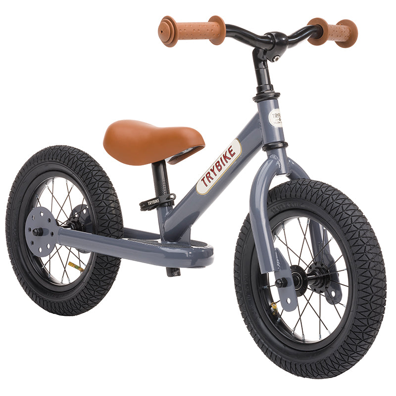 Trybike Balance Bike, Vintage Anthracite Grey with Retro Look
