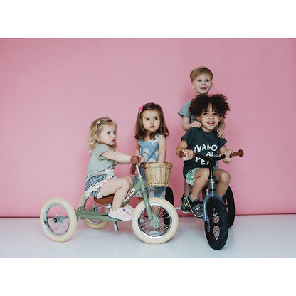 Trybike Tricycle Balance Bike, Vintage Blue with Retro Look