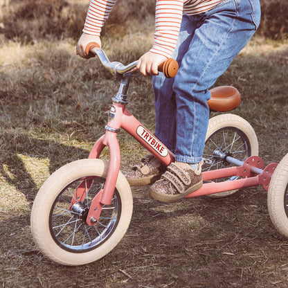 Trybike Three-Wheel Balance Bike, Vintage Pink with Retro Styling