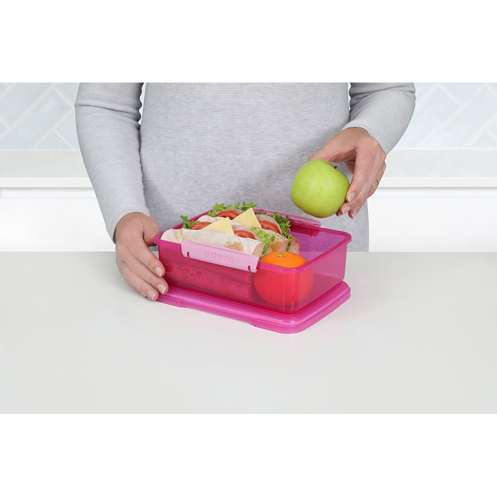 Sistema Coloured Lunch Box with 1 Compartment, 2L – Pink
