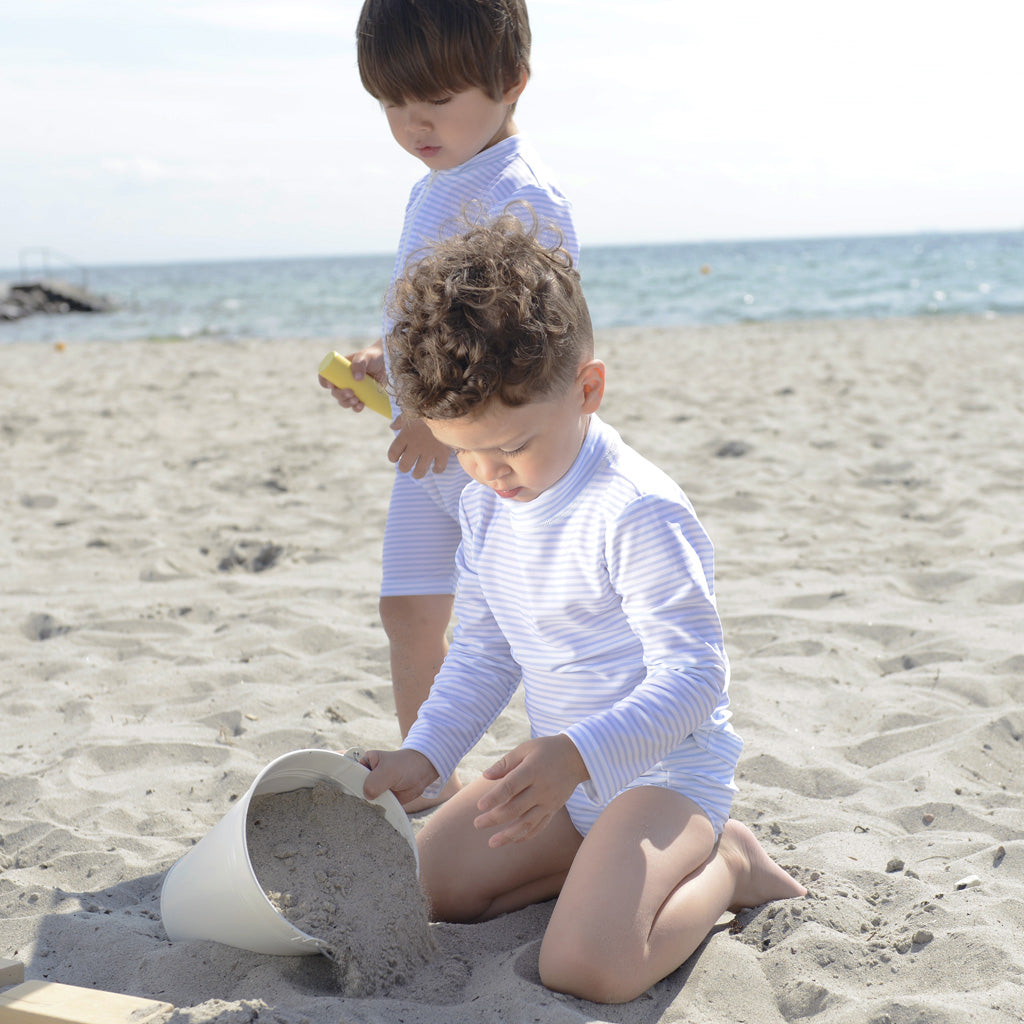 Petit Crabe UV Swim Shirt, Sydney, Baby Blue/White - Ages 0-10