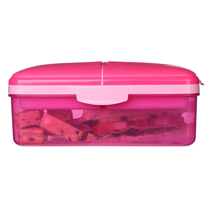 Sistema Lunch Box and Water Bottle, Slimline Quaddie 1.5 L - Pink