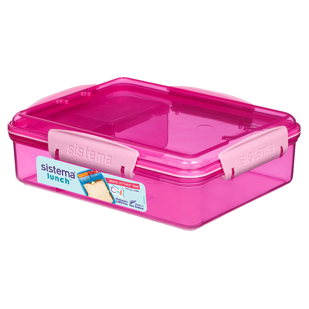 Sistema Snack Attack Duo Lunch Container 975 ml, Pink