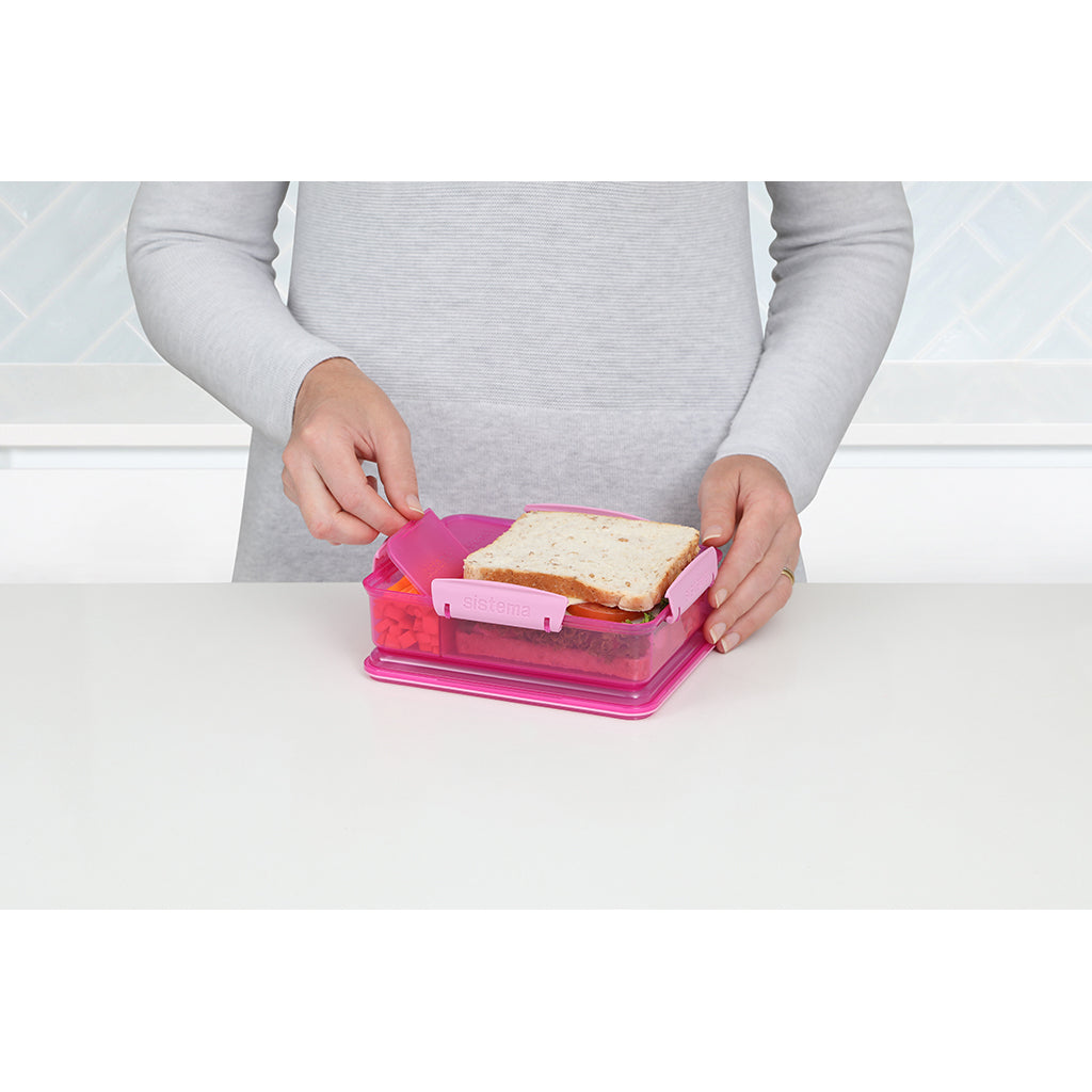 Sistema Snack Attack Duo Lunch Container 975 ml, Pink