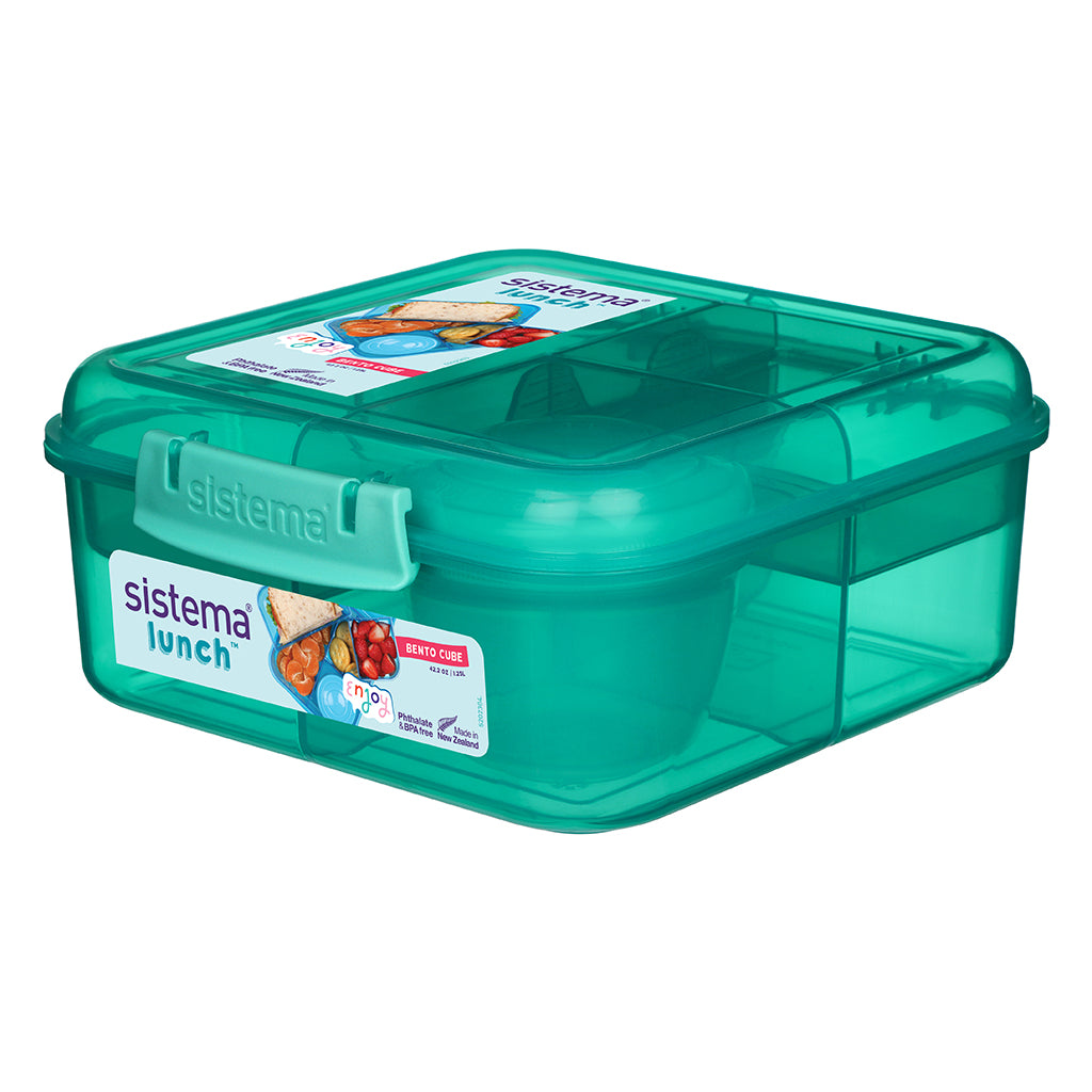 Sistema Bento Cube Lunchbox with 5 Compartments and One Container, 1.25L - Teal