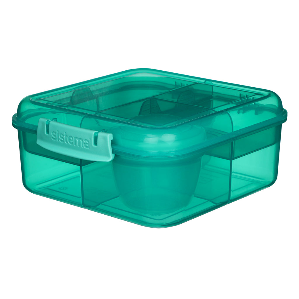 Sistema Bento Cube Lunchbox with 5 Compartments and One Container, 1.25L - Teal