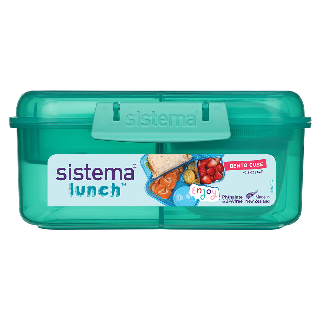Sistema Bento Cube Lunchbox with 5 Compartments and One Container, 1.25L - Teal