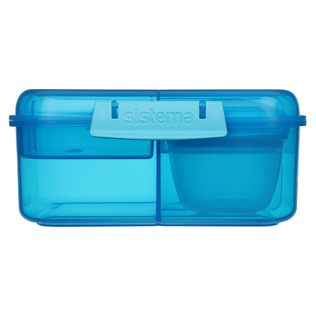 Sistema Bento Cube Lunch Box with 5 Compartments and Container, 1.25L - Blue
