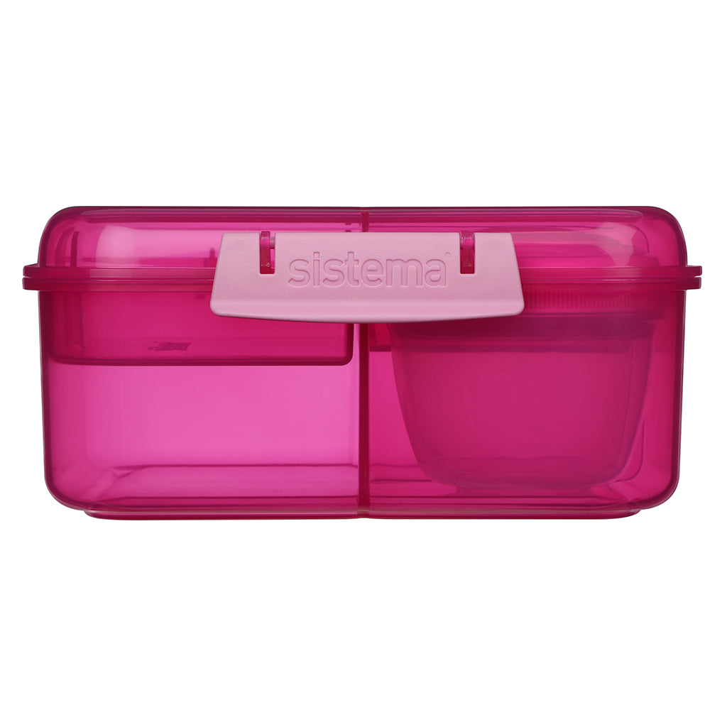 Sistema Bento Cube Lunch Box with 5 Compartments and a Container, 1.25L – Pink