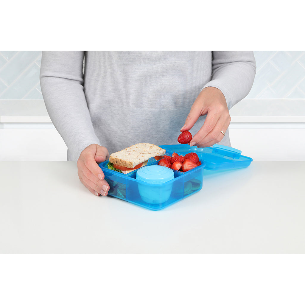Sistema Bento Cube Lunch Box with 5 Compartments and Container, 1.25L - Blue