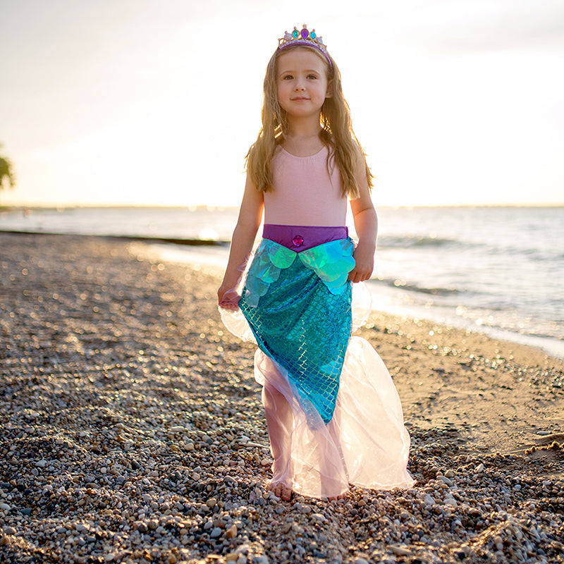 Great Pretenders Costume, Mermaid Skirt and Tiara in Purple/Turquoise – Ages 4-6