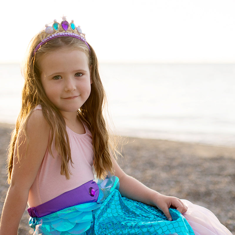 Great Pretenders Costume, Mermaid Skirt and Tiara in Purple/Turquoise – Ages 4-6