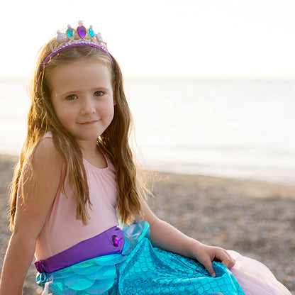 Great Pretenders Costume, Mermaid Skirt and Tiara in Purple/Turquoise – Ages 4-6
