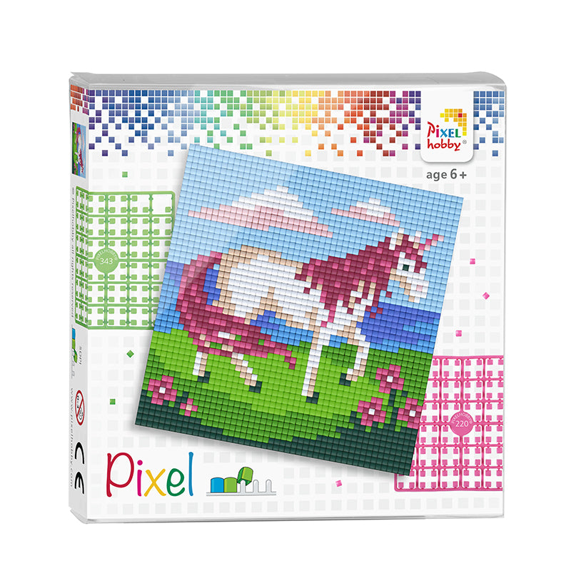 Pixel Mosaic, Mini Mosaic Beads on 4 Base Plates – Unicorn