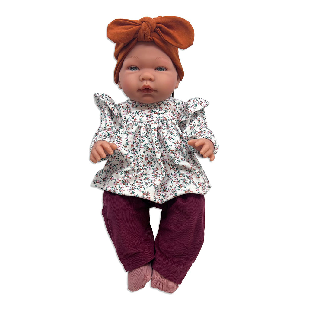 Así outfit for Leonora baby doll, size 46 cm – Short ruffled tunic in floral print