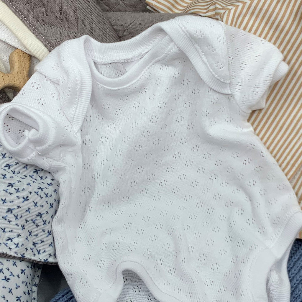 Así Doll Clothes for Leo and Leonora Baby Doll, Size 46 cm - White Short-Sleeved Bodysuit