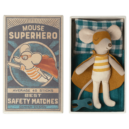 Maileg Superhero Mouse, Little Brother in a Matchbox
