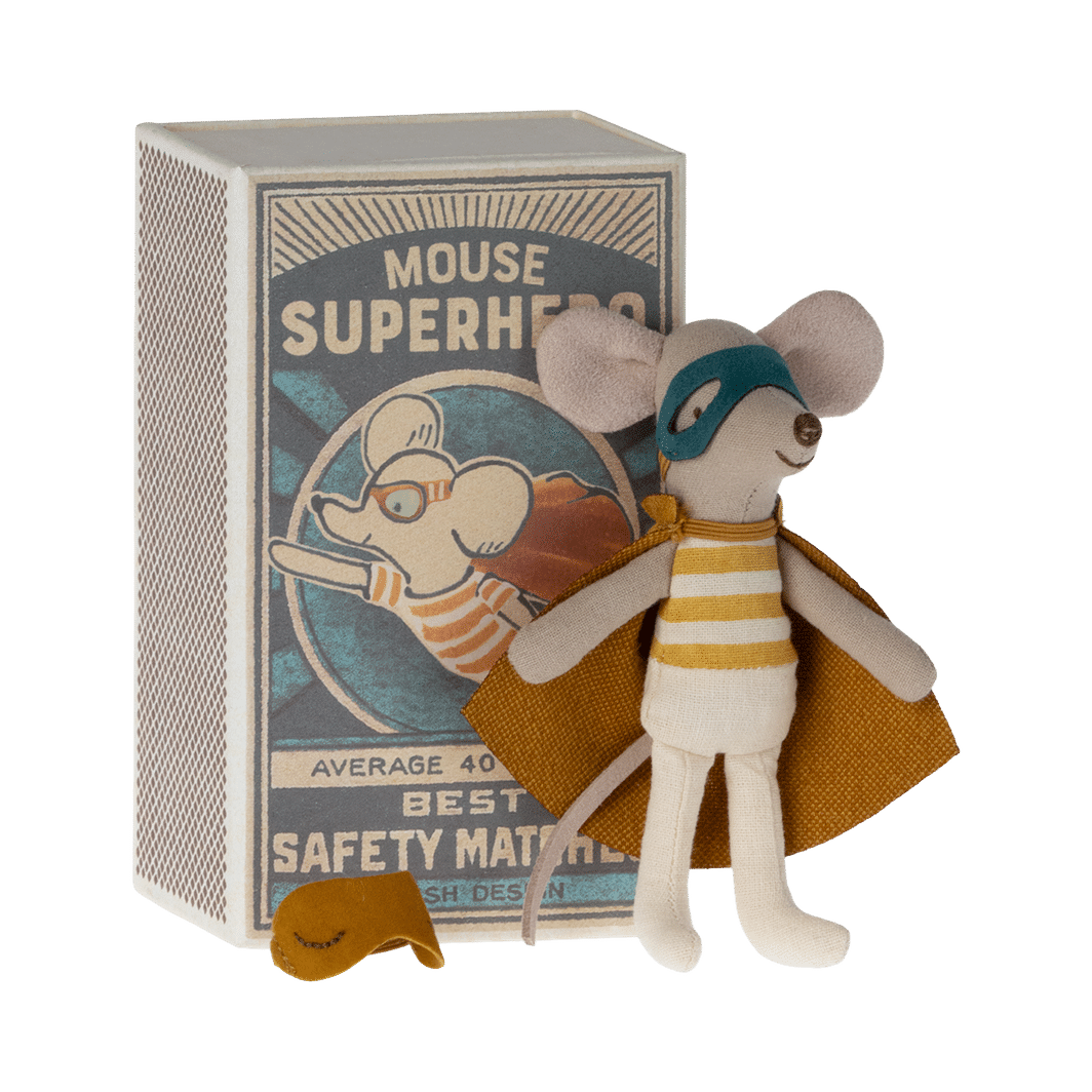 Maileg Superhero Mouse, Little Brother in a Matchbox