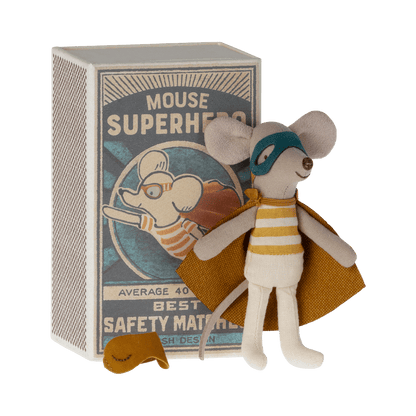 Maileg Superhero Mouse, Little Brother in a Matchbox