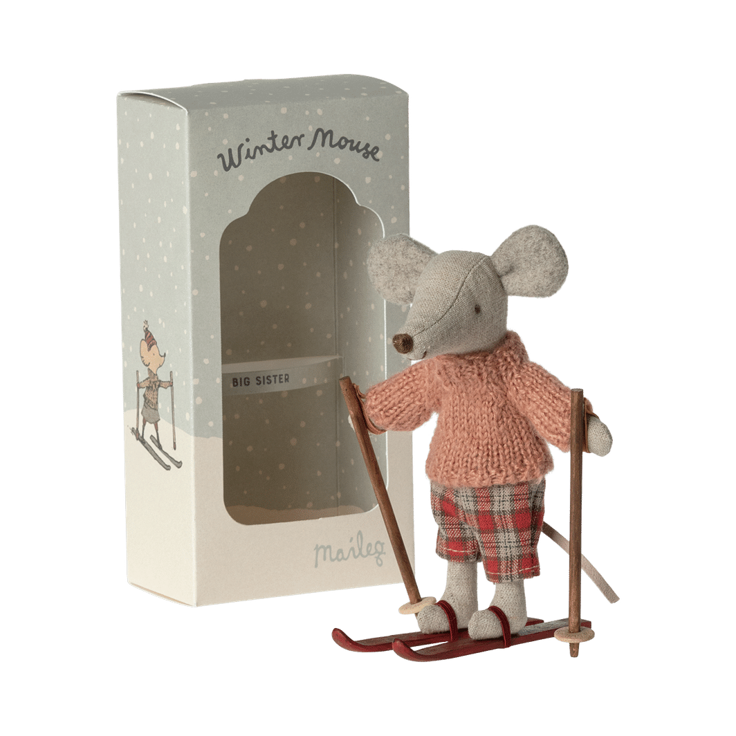Maileg Winter Mouse with Skis, Big Sister