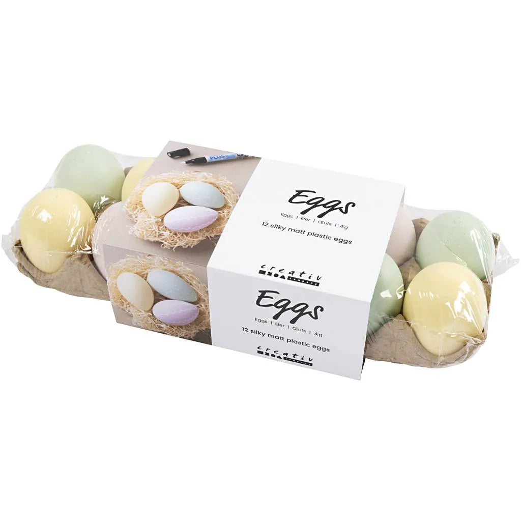Decorative Eggs Set of 12 in Pastel Colors
