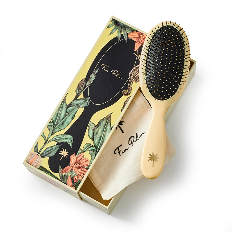 Fan Palm Hairbrush, Medium, Sunshine Wet Brush - Yellow Glitter