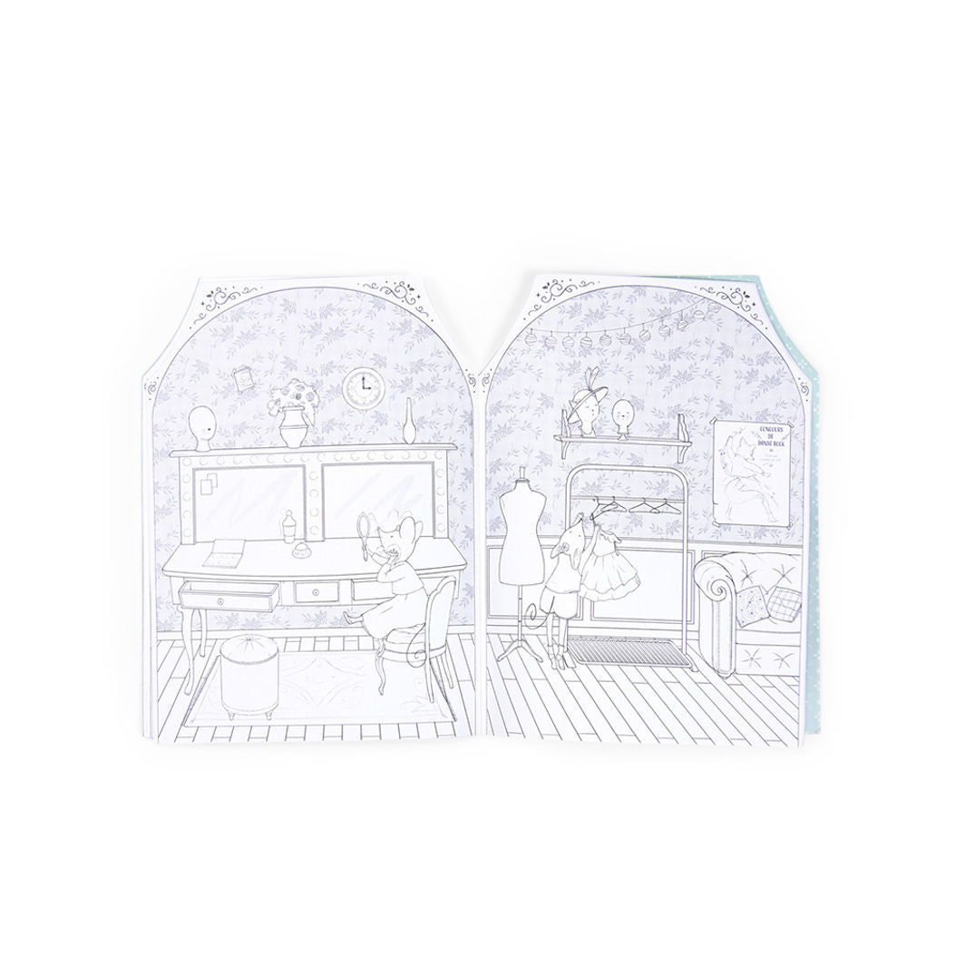 Moulin Roty Coloring Book with 170 Stickers, The Little Dance School