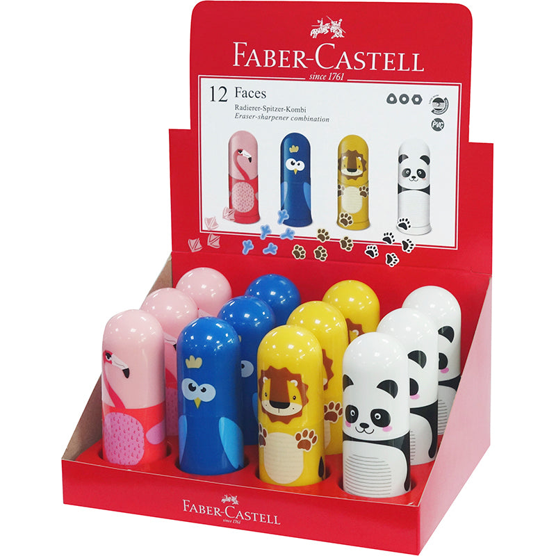 Faber-Castell mini blyantspidser og viskelæder i ét, ass. farve