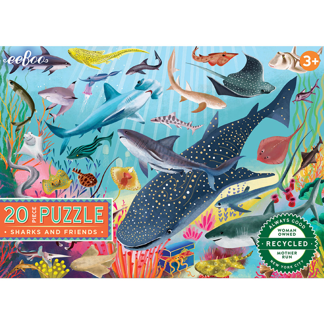 eeBoo Puzzle with 20 Pieces, Sharks and Friends
