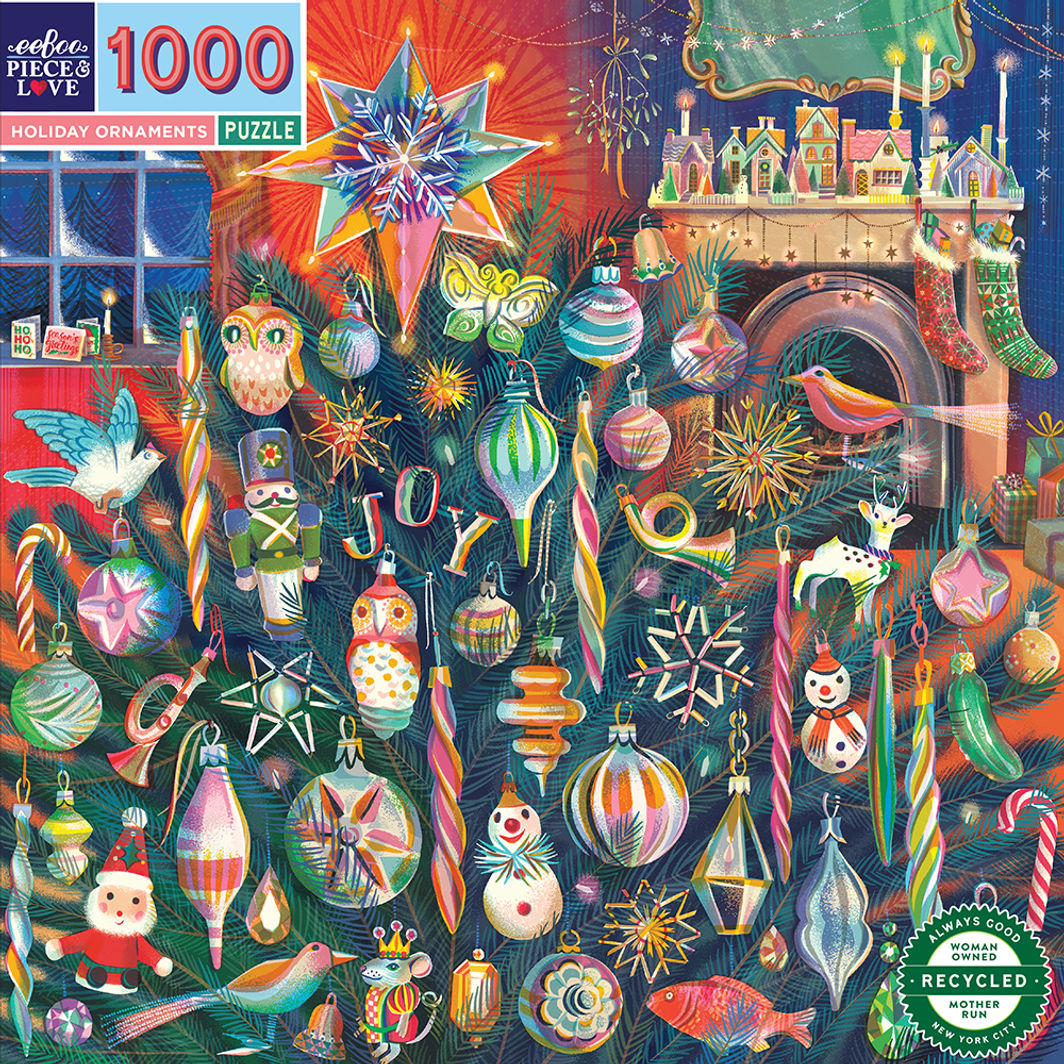 eeBoo 1000-Piece Puzzle, Holiday Ornaments