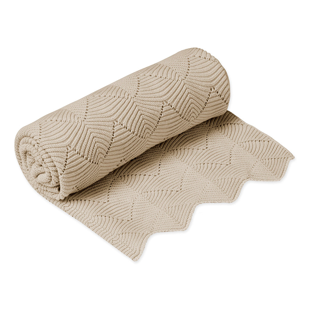 Cam Cam Knitted Baby Blanket, Almond