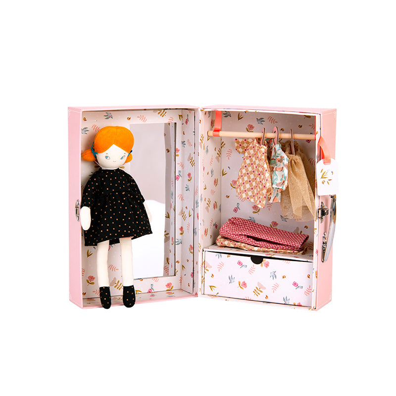 Moulin Roty Doll, The Little Parisian Suitcase with Rag Doll and Clothes
