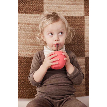 OYOY Æble Cup with Lid and Straw, Red