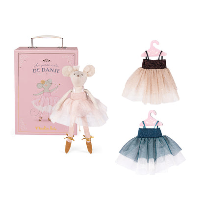 Moulin Roty Doll, Ballerina Mouse in Suitcase, 26 cm - Suzie&