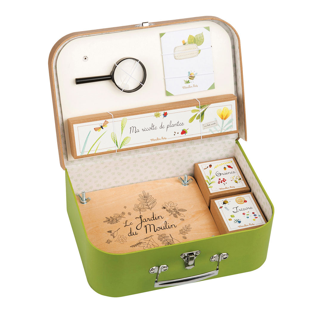 Moulin Roty botaniker kuffert til børn - vist med indhold