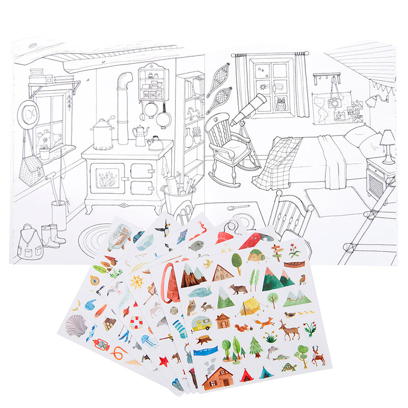 Moulin Roty Coloring and Sticker Book, Discover the World