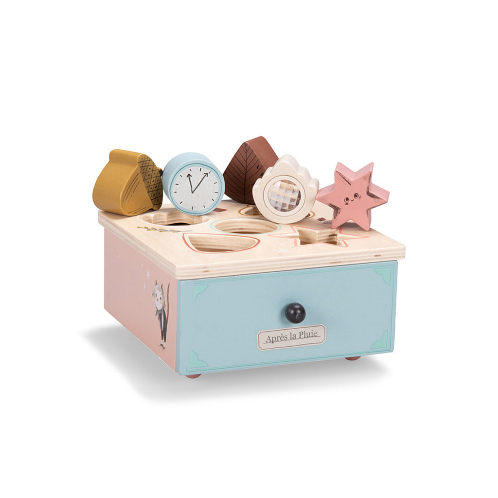 Moulin Roty Shape Sorting Box with Drawer, Après la Pluie