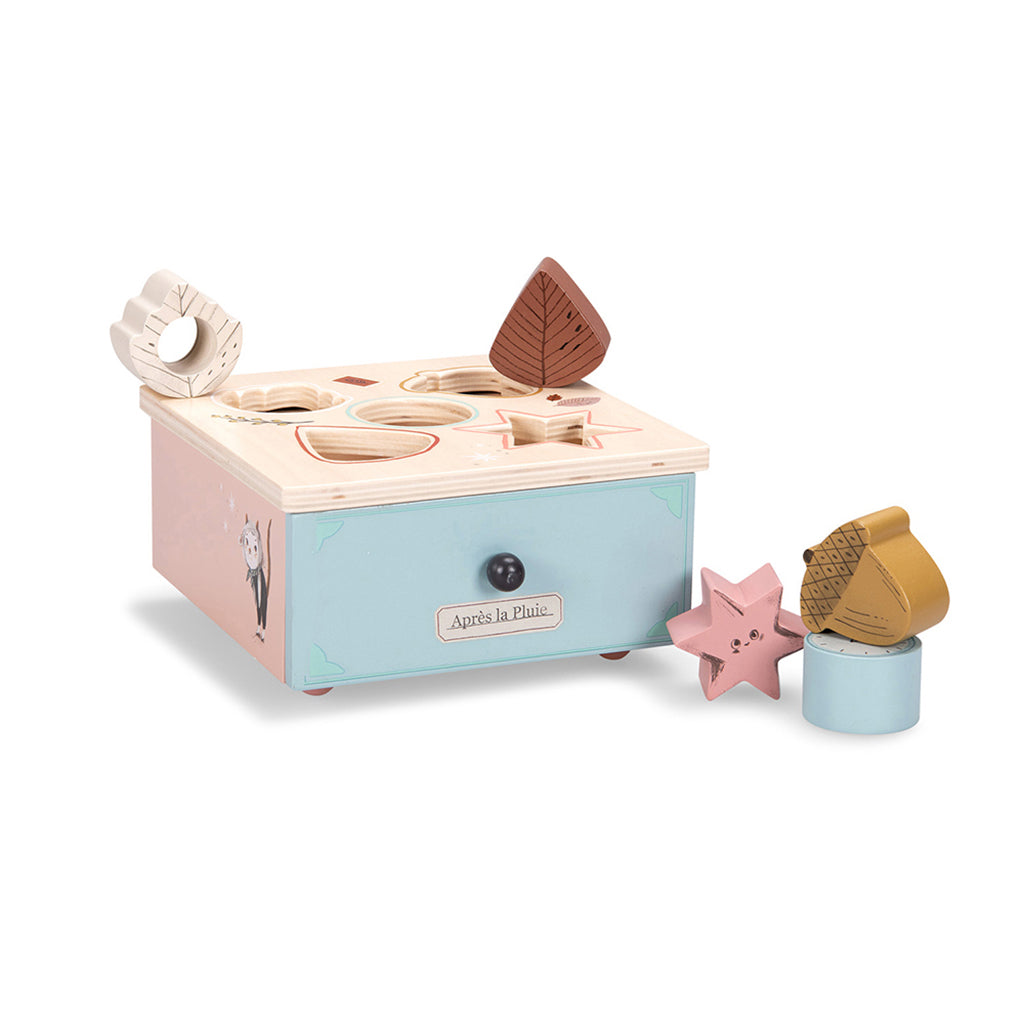 Moulin Roty Shape Sorting Box with Drawer, Après la Pluie