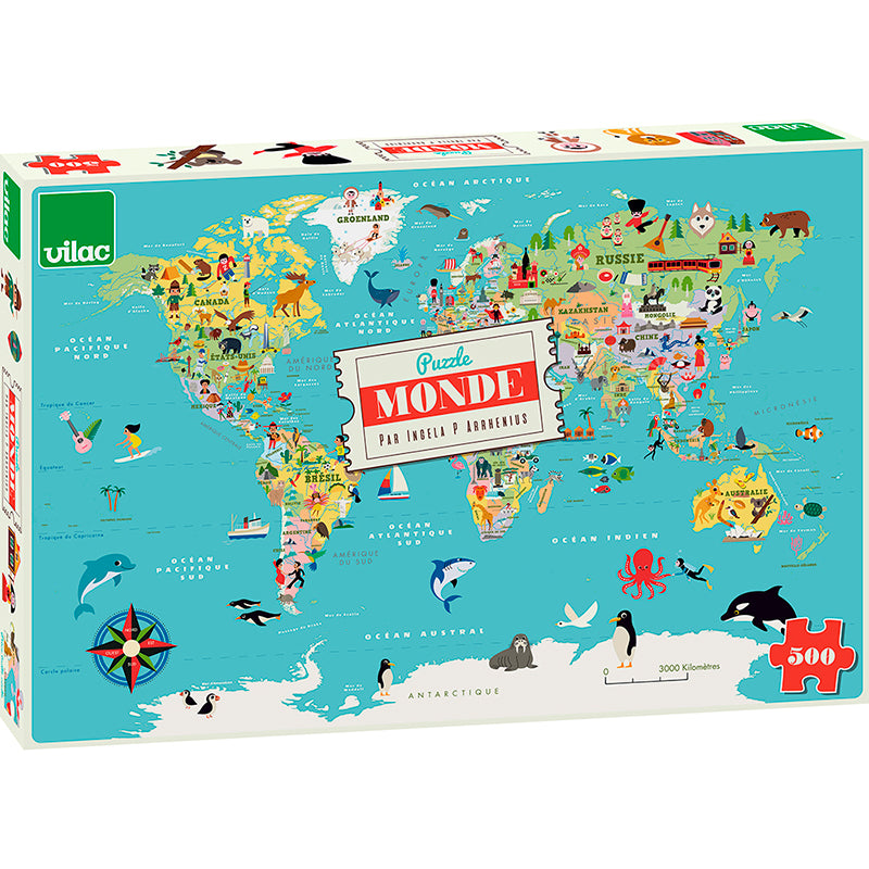 Vilac Puzzle, World - 500 Pieces