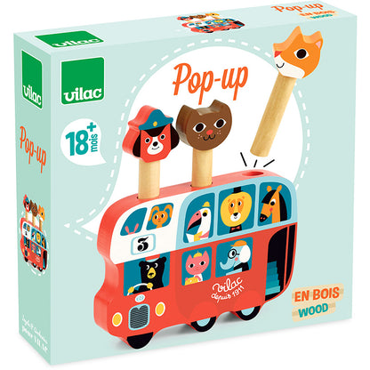 Vilac Wooden Pop-Up Bus - Featuring Animals