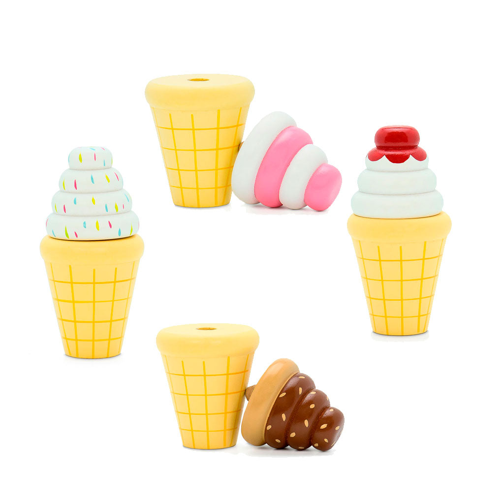 MaMaMeMo Wooden Play Food – Waffle Ice Cream