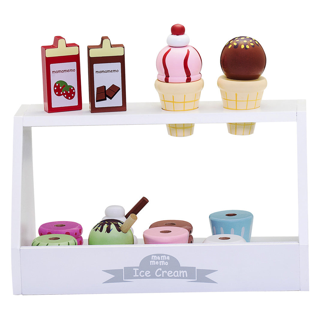 Mamamemo Wooden Ice Cream Stand, 16 Pieces