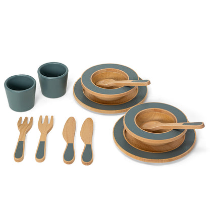 Mamamemo Dining Set in Wood, Emerald Green