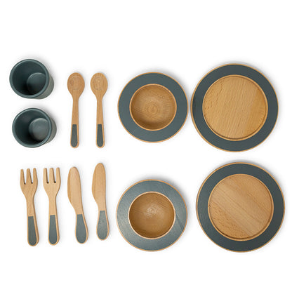 Mamamemo Dining Set in Wood, Emerald Green
