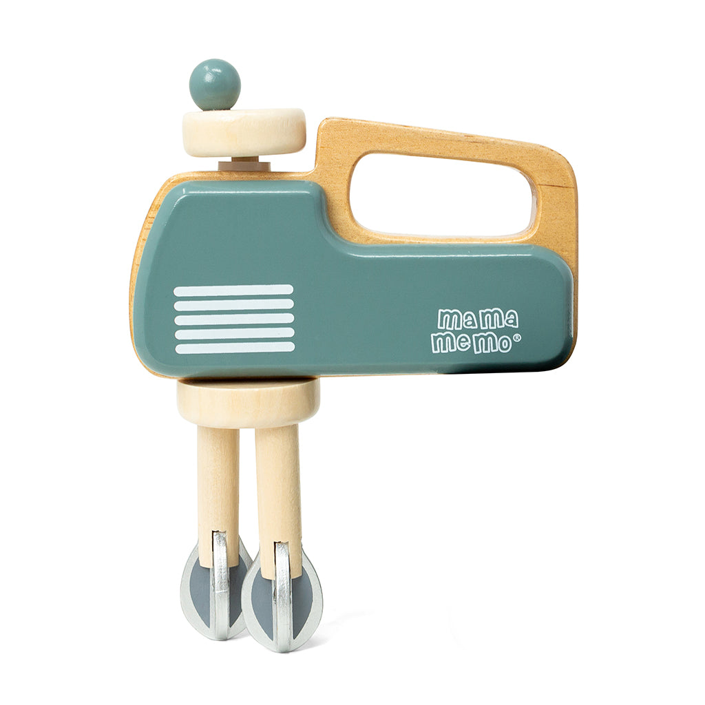 MaMaMeMo Wooden Play Food, Hand Mixer - Emerald Green
