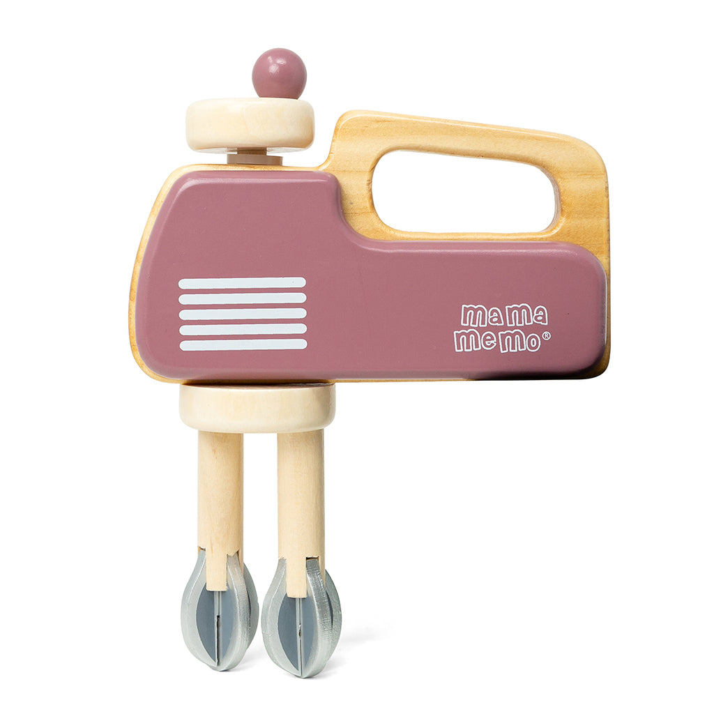 MaMaMeMo Wooden Play Food, Hand Mixer - Cherry Blossom