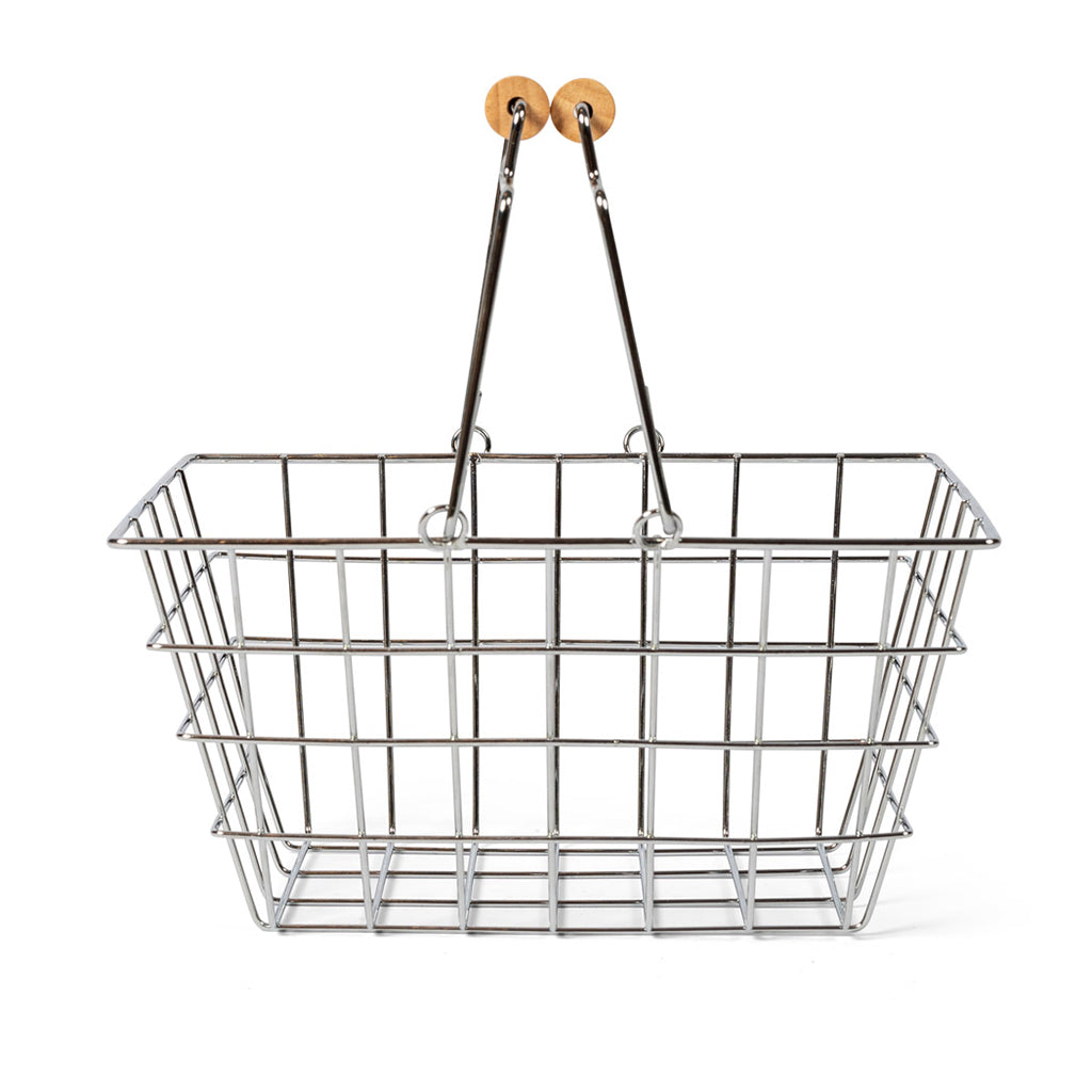 Mamamemo indkøbskurv i metal m. træhåndtag